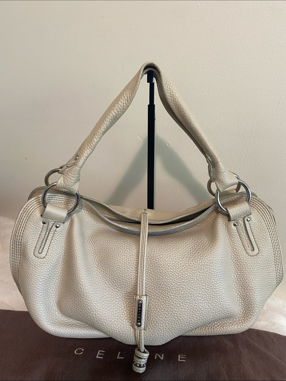 💅🏼 Celine Bittersweet Pebbled Grain Leather Hobo Bag in Shimmering Beige - Y2K